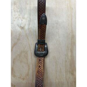 Vogt‎ Ranger Belt Mens Size 36 Brown Leather Sterling Buckle Vintage Western